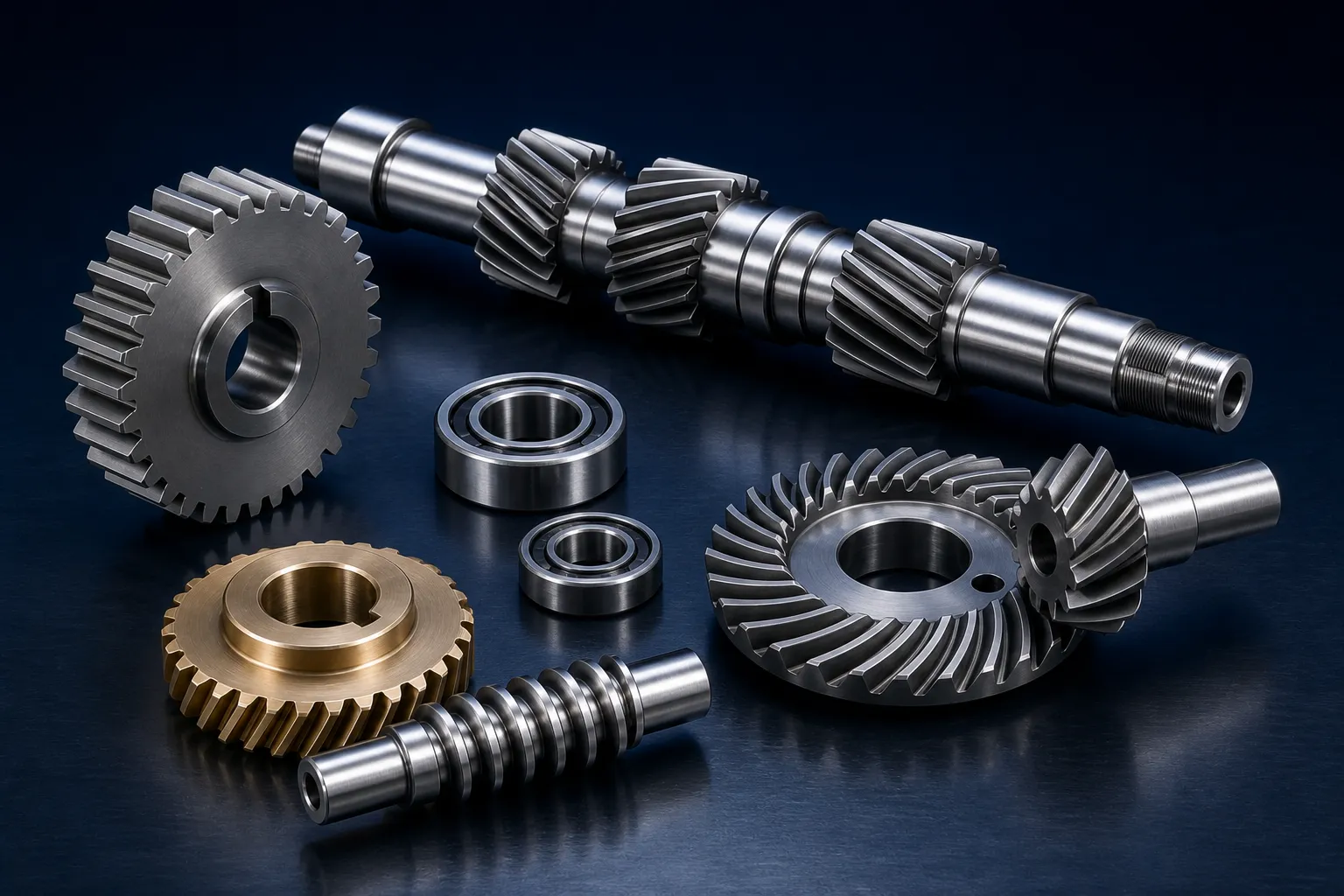Custom gearbox gears pinion shafts bevel pair worm set and transmission components