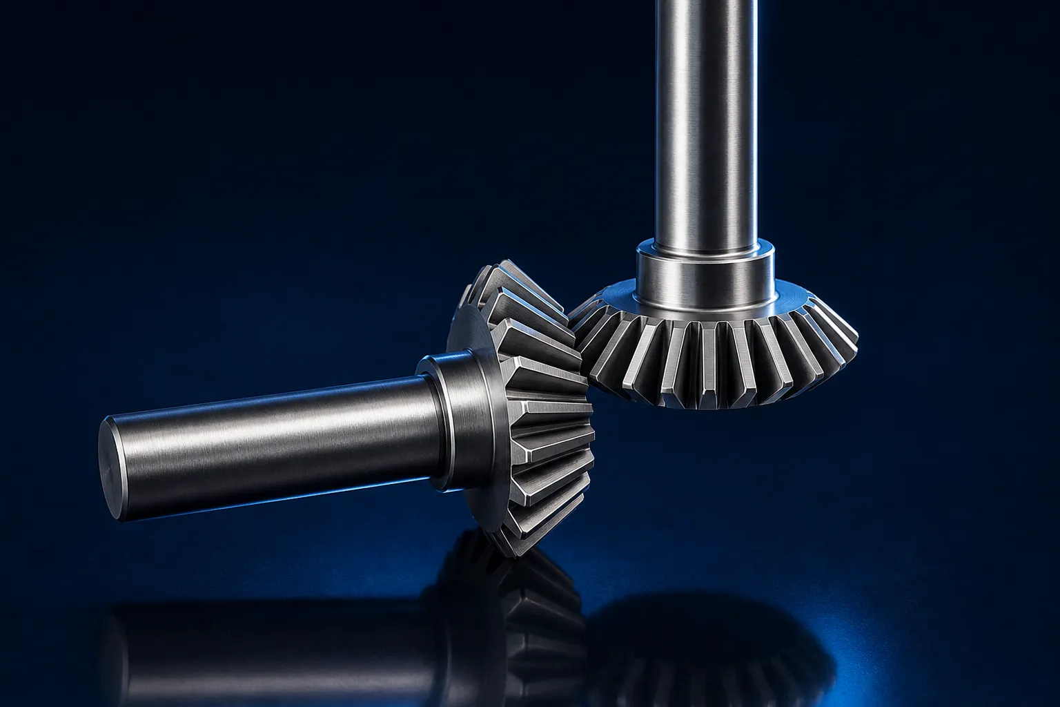 Matched equal-size miter gear pair for one-to-one right-angle transmission